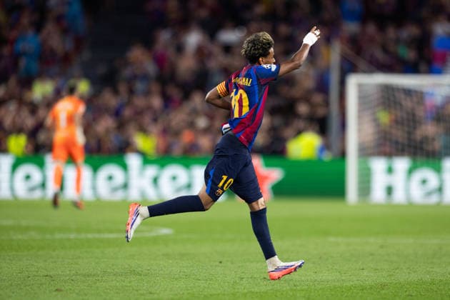 FC Barcelona, Barca v Feyenoord - UEFA Champions League BARCELONA, SPAIN - SEPTEMBER 9: Barcelona’s forward Lamine Yamal celebrates his goal during the UEFA Champions League first round day 1 football match between FC Barcelona and Feyenoord at Camp Nou stadium in Barcelona on September 9, 2026. Adria Puig Anadolu Barcelona Spain. Editorial use only. Please get in touch for any other usage.  Copyright: x2026xAnadoluxAdriaxPuigx