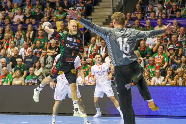 September 9, 2026, xgox, Handball EHF Champions League SC Magdeburg vs. Kolstad Handbold, Matthias Musche (Magdeburg), 6 goals, goal scorer, scores the goal, Magdeburg