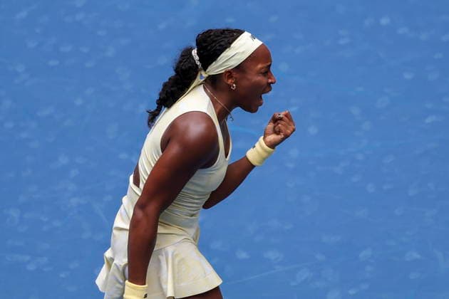 US Open tennis tournament - Day 11 Coco Gauff of the US gestures as she plays against Mirra Andreeva of Russia during the Women s Singles Quarterfinals match of the US Open Tennis Championships in Flushing Meadows, New York, USA, 09 September 2026. FLUSHING MEADOWS NEW YORK United States  Copyright: xSARAHxYENESELx