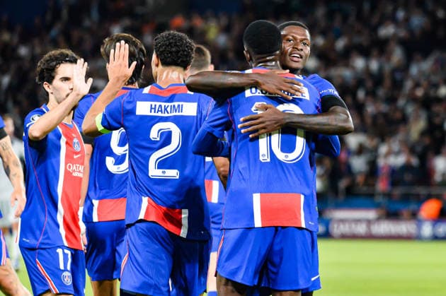 FOOTBALL : Paris Saint Germain vs Slovan Bratislava - Ligue des Champions - Phase de Ligue - JournÃ e 1 - 09 09 2026 Joie des joueurs du Paris SG aprÃ s le but de Ousmane Dembele (Paris SG) ParisFrance  Copyright: xBaptistexAutissierx