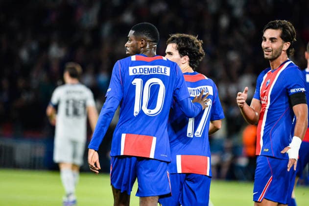 FOOTBALL : Paris Saint Germain vs Slovan Bratislava - Ligue des Champions - Phase de Ligue - JournÃ e 1 - 09 09 2026 Joie des joueurs du Paris SG aprÃ s le but de Ousmane Dembele (Paris SG) ParisFrance  Copyright: xBaptistexAutissierx