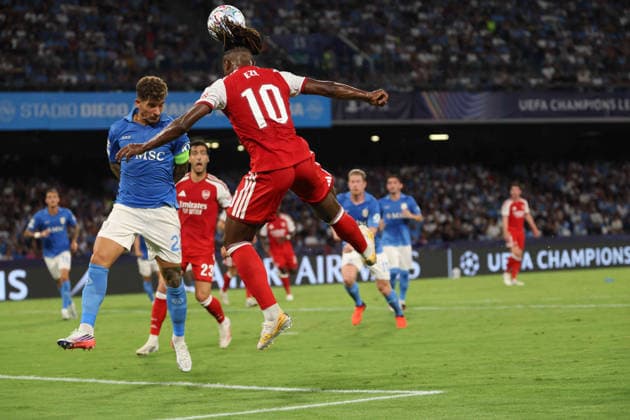 Napoli vs Arsenal of the Europa Champions League 2026 27 Eberechi Eze f FC Arsenal During the UEFA Champions League football match between SSC Napoli and Arsenal FC on September 9, 2026, at the Diego Armando Maradona Stadium in Naples. Naples Stadio Diego Armando Maradona Naples Italy Copyright: xFABIOxSASSOxFabioxSassox Napoli Arsenal2026_09_09Fabio Sasso6027