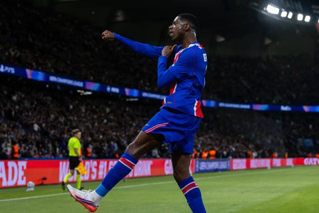 Ousmane Dembele of PSG during UEFA Champions league League phase game between teams PSG and SK Slovan Bratislava (Dominika Kortvelyesiova Ball Raw Images) Paris Parc des Princes France Copyright: xDominikaxKortvelyesiovax DKR_9113