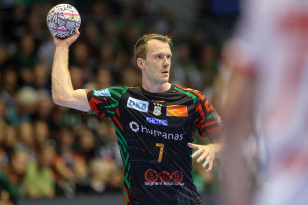 September 9, 2026, xtgx, Handball Champions League, SC Magdeburg vs. Kolstad Handbold Emspor, from left: Felix Claar (Magdeburg), 7 (Magdeburg)