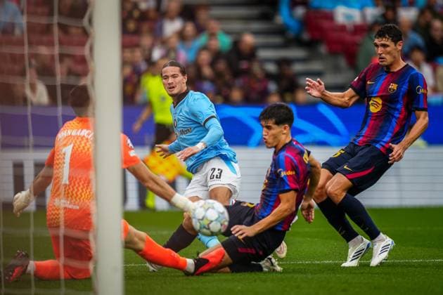 BARCELONA , 09-09-2026 , Spotify Camp Nou , season 2026 2027 , UEFA Champions League football , match between FC Barcelona, Barca and Feyenoord Rotterdam , picture shows Feyenoord player Anis Hadj Moussa Barcelona - Feyenoord  x206782349x Copyright: