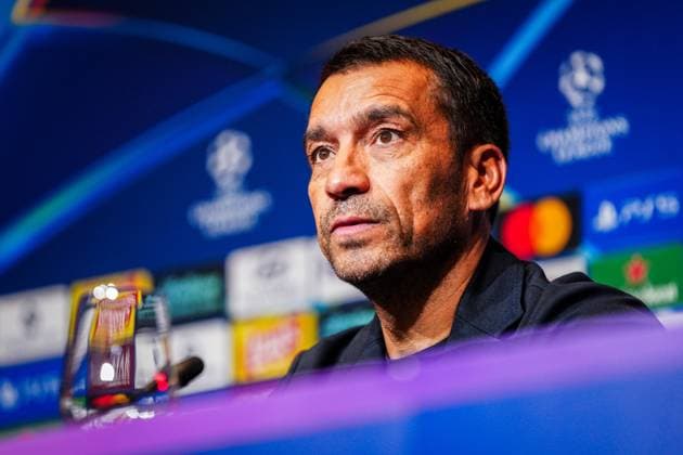 BARCELONA , 09-09-2026 , Spotify Camp Nou , season 2026 2027 , UEFA Champions League football , match between FC Barcelona, Barca and Feyenoord Rotterdam , picture shows Feyenoord coach Giovanni van Bronckhorst during press conference, PK, Pressekonferenz after the match Barcelona - Feyenoord  x206782356x Copyright: