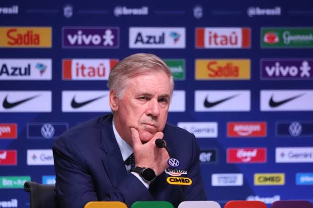 Brazilian national team, Nationalteam squad announcement for friendlies against Australia and India. Carlo Ancelotti, coach of the men s national football team, during the announcement of the squad for the friendlies against Australia and India, at the headquarters of the Brazilian Football Confederation - CBF, in Barra da Tijuca, west side of the city, this Wednesday, the 9th. Rio de Janeiro Tijuca Bar Rio de Janeiro Brasil Copyright: xCharlesxShollx