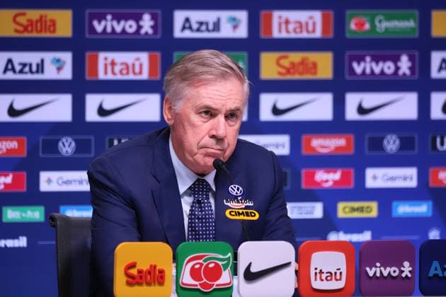 Brazilian national team, Nationalteam squad announcement for friendlies against Australia and India. Carlo Ancelotti, coach of the men s national football team, during the announcement of the squad for the friendlies against Australia and India, at the headquarters of the Brazilian Football Confederation - CBF, in Barra da Tijuca, west side of the city, this Wednesday, the 9th. Rio de Janeiro Tijuca Bar Rio de Janeiro Brasil Copyright: xCharlesxShollx