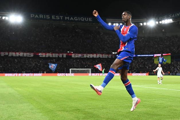 RECORD DATE NOT STATED Ousmane DembÃ lÃ celebrates his brace in the Champions League match between PSG and SK Slovan Bratislava at the Parc des Princes on 8 April 2026 - 09 09 2026 - France Ile-de-France (region) Paris -  JulienxMattiax xLexPictorium LePictorium_0340448