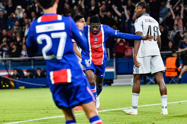 FOOTBALL : Paris Saint Germain vs Slovan Bratislava - Ligue des Champions - Phase de Ligue - JournÃ e 1 - 09 09 2026 Joie des joueurs du Paris SG aprÃ s le 2e but de Ousmane Dembele (Paris SG) ParisFrance  Copyright: xBaptistexAutissierx
