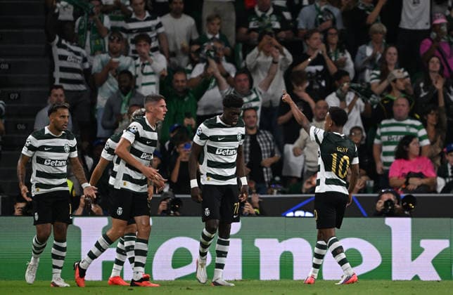 Sporting CP v Galatasaray - UEFA Champions League LISBON, PORTUGAL - SEPTEMBER 9: Geny Cipriano Catamo of Sporting CP celebrates with teammates after scoring a goal during the UEFA Champions League match between Sporting CP and Galatasaray at Jose Alvalade Stadium in Lisbon, Portugal on September 9, 2026. Burak Akbulut Anadolu Lisbon Portugal. Editorial use only. Please get in touch for any other usage.  Copyright: x2026xAnadoluxBurakxAkbulutx