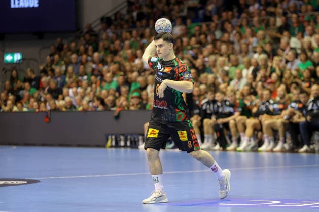 September 9, 2026, xtgx, Handball Champions League, SC Magdeburg vs. Kolstad Handbold emspor, from left: Tim Thielecke (Magdeburg), 8 (Magdeburg)