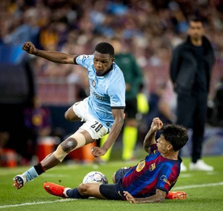 BARCELONA - (lr) Givairo Read of Feyenoord, JoÄo Cancelo of FC Barcelona, Barca during the UEFA Champions League match between FC Barcelona and Feyenoord at Camp Nou on September 9, 2026 in Barcelona, Spain. KOEN VAN WEEL ANP UEFA Champions League 2026 27 xVIxANPxSportx xxANPxIVx 567787450 originalFilename: 567787450.jpg