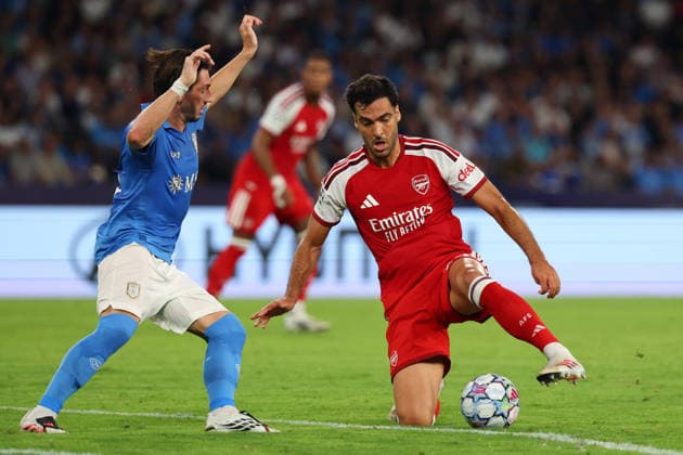 Arsenal s Mikel Merino during the UEFA Champions League football match between Napoli vs Arsenal - Champions League 2026 2027 - Diego Armando Maradona stadium September 9, 2026 Naples, Italy soccer  Copyright: xAlessandroxGarofalo LaPressex