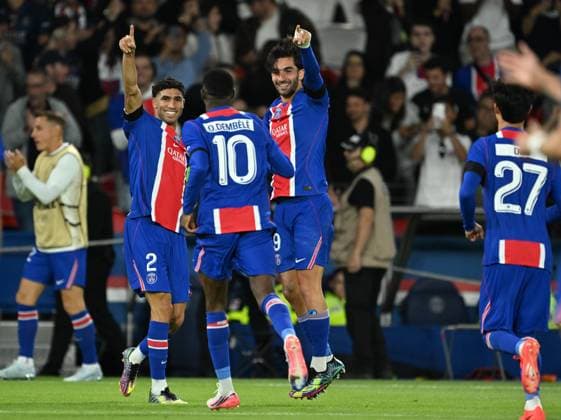 PSG v SK Slovan Bratislava - UEFA Champions League PARIS, FRANCE - SEPTEMBER 9: Paris Saint-Germain’s Ferran Torres (9) celebrates with his teammates after scoring a goal during the UEFA Champions League match between Paris Saint-Germain and SK Slovan Bratislava at Parc des Princes in Paris, France, on September 9, 2026. Mustafa Yalcin Anadolu Paris France. Editorial use only. Please get in touch for any other usage.  Copyright: x2026xAnadoluxMustafaxYalcinx