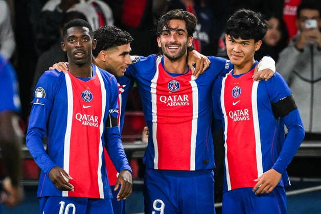 September 9, 2026, Paris, France, France: Ferran TORRES of PSG celebrate his goal with Ousmane DEMBELE of PSG, Achraf HAKIMI of PSG and Dro FERNANDEZ of PSG during the UEFA Champions League, League Phase MD1 match between Paris Saint-Germain and SK Slovan Bratislava at Parc des Princes Stadium on September 09, 2026 in Paris, France. Paris Saint-Germain V SK Slovan Bratislava - UEFA Champions League  - ZUMAm308 20260909_zsp_m308_020 Copyright: xMatthieuxMirvillex