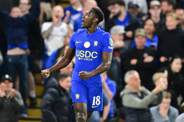 Chelsea v Leeds United, Carabao cup, League cup. GOAL Chelsea forward Danny Wellbeck (18) scores a goal and celebrates 4-2 during the Carabao cup match between Chelsea and Leeds United at Stamford Bridge, London, UK on 9 September 2026. London Stamford Bridge Greater London UK Editorial use only DataCo restrictions apply See www.football-dataco.com , Copyright: xDennisxGoodwinx PSI-24841-0045