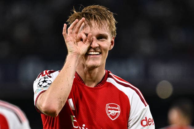 Dc Napoli 09 09 2026 - Champions League Napoli-Arsenal foto Domenico Cippitelli Image nella foto: esultanza gol Martin Odegaard 