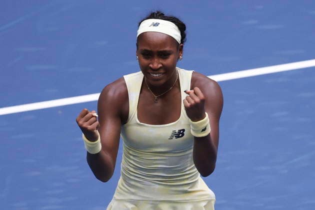 US Open tennis tournament - Day 11 Coco Gauff of the US celebrates winning against Mirra Andreeva of Russia in their Women s Singles Quarterfinals match of the US Open Tennis Championships in Flushing Meadows, New York, USA, 09 September 2026. FLUSHING MEADOWS NEW YORK United States  Copyright: xSARAHxYENESELx