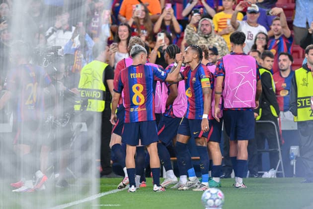 FC Barcelona, Barca v FEYENOORD SPOTIFY CAMP NOU. BARCELONA. September 9, 2026 FC BARCELONA vs FEYENOORD September 9, 2026 Raphina (11) of FC Barcelona scores his team s third goal with Pedri (8) of FC Barcelona during the soccer match corresponding to the group stage match of the UEFA Champions League between FC Barcelona and Feyenoord at Spotify Camp Nou in Barcelona, Spain. Barcelona ESP Copyright: xS.xRosx