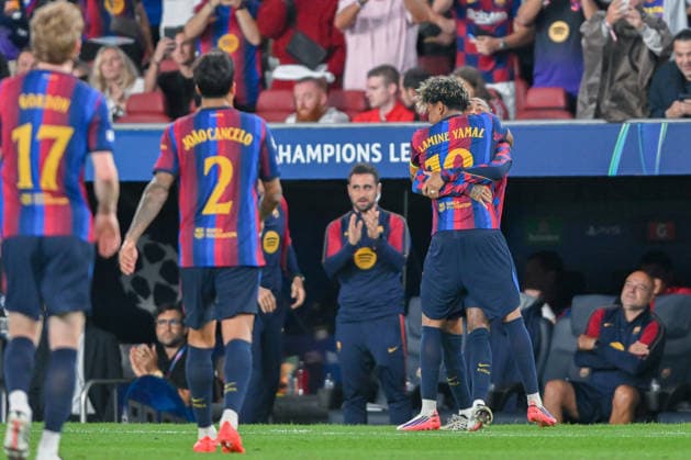 FC Barcelona, Barca v FEYENOORD SPOTIFY CAMP NOU. BARCELONA. September 9, 2026 FC BARCELONA vs FEYENOORD September 9, 2026 Lamine Yamal (10) of FC Barcelona celebrates scoring his team s fourth goal with Raphina (11) of FC Barcelona during the soccer match corresponding to the group stage match of the UEFA Champions League between FC Barcelona and Feyenoord at Spotify Camp Nou in Barcelona, Spain. Barcelona ESP Copyright: xS.xRosx