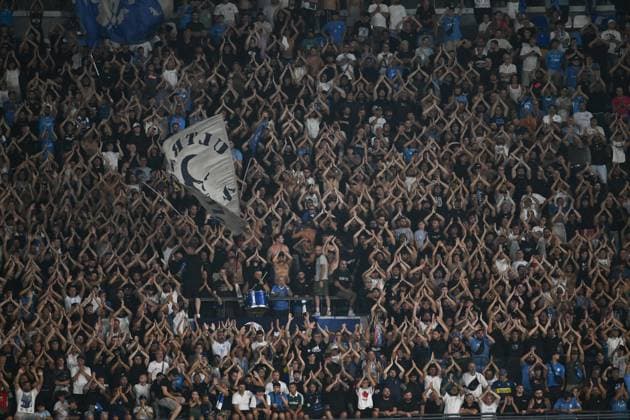 SOCCER - UEFA Champions League - SSC Napoli vs. Arsenal FC Photo by IPA ABACAPRESS.COM88327219 - Supporters of S.S.C. Napoli at the UEFA Champions League Group Stage Matchday 1 soccer game between S.S.C. Napoli and Arsenal F.C. at the Diego Armando Maradona Stadium on September 9, 2026, in Naples, Italy. Naples Italy  Copyright: xIPAxSport ABACAx