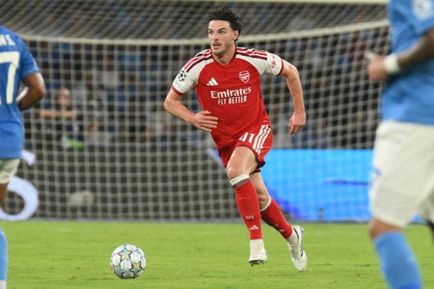 IPA88328817 - Declan Rice of Arsenal FC in action during the UEFA Champions League match between SSC Napoli and Arsenal FC at the Diego Armando Maradona Stadium  Copyright: xDaniloxGemito IPAxSportx xx IPA88328817