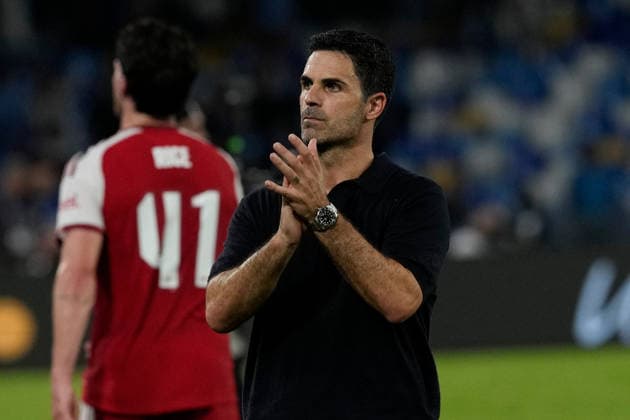 SSC Napoli v Arsenal FC - UEFA Champions League 2026 27 League Phase MD1 Head coach Mikel Arteta of Arsenal FC applauds fans at the end of the UEFA Champions League match between SSC Napoli and Arsenal FC at Diego Armando Maradona Stadium Naples Italy on 9 September 2026. Naples Campania Italy  Copyright: xFrancoxRomanox originalFilename:romano-sscnapol260909_npHSL.jpg