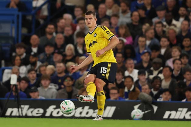 9th September 2026; Stamford Bridge, Chelsea, London, England: Carabao Cup Football, Chelsea versus Leeds United; Jaka Bijol of Leeds United KatiexChan