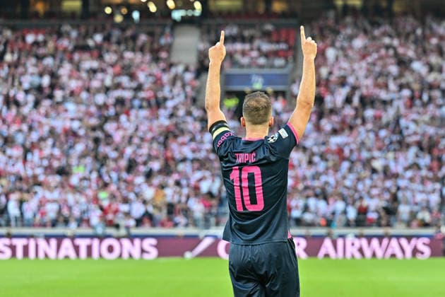 STUTTGART, GERMANY; 09. SEPTEMBER: Stavanger Celebrating the Goal to makes 1-1 Tor Torschuetze Freude Happy during the Champions League Match between VfB Stuttgart vs. Viking FK at Matchday 1 at MHP-Arena - Zlatko TRIPIC (Viking FK 10) Copyright: xBEAUTIFULxSPORTS Goldbergx