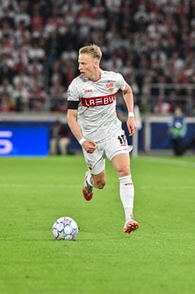 STUTTGART, GERMANY; 09. SEPTEMBER: with Ball Chris FUEHRICH (VfB Stuttgart 10) during the Champions League Match between VfB Stuttgart vs. Viking FK at Matchday 1 at MHP-Arena Copyright: xBEAUTIFULxSPORTS Goldbergx