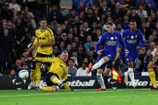 LONDON, ENGLAND, Wednesday 9th Sep 2026: Cole Palmer of Chelsea scores the second goal for Chelsea during the Carabao Cup, English League Cup 3rd round match between Chelsea and Leeds at Stamford Bridge in London, England. (Photo by Alex Ferrelly Sports Press Photo) Copyright: xAlexxFerrelly SportsxPressxPhotox Sportspressphoto_SPR227056