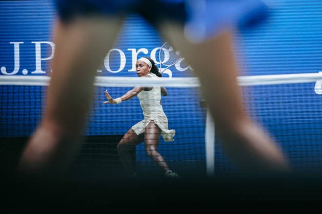 US Open tennis tournament - Day 11 Coco Gauff of USA in action against Mirra Andreeva of Russia during the Women s Singles Quarter Finals match of the US Open Tennis Championships in Flushing Meadows, New York, USA, 09 September 2026. FLUSHING MEADOWS NEW YORK United States  Copyright: xOLGAxFEDOROVAx