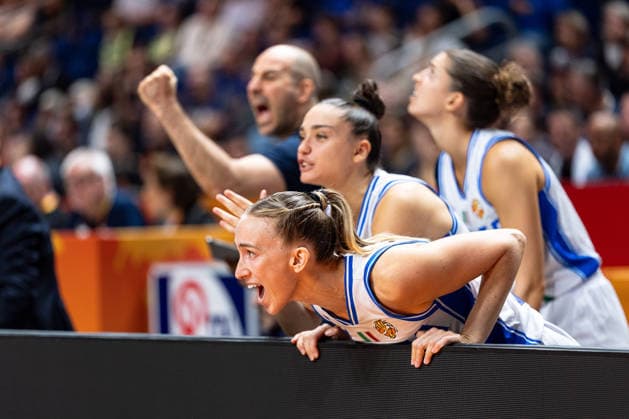 Mariella Santucci, Italy, 18, celebrating; GER, Italy vs. Australia, basketball, 2026 FIBA Women s World Cup, quarterfinal qualifier, September 9, 2026, GER, Italy vs. Australia, Basketball, 2026 FIBA Women’s World Cup, Qualification for the Quarterfinals, September 9, 2026, Berlin Copyright: xEibner-Pressefoto MaxxVincenx EP_MVN