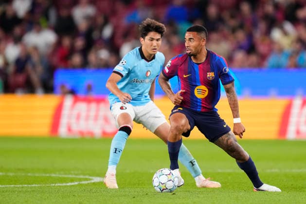FC Barcelona, Barca v Feyenoord - UEFA Champions League 2026 27 League Phase MD1 Gabriel Jesus centre-forward of Barcelona and Brasil and Tsuyoshi Watanabe centre-back of Feyenoord and Japan compete for the ball during the UEFA Champions League 2026 27 League Phase MD1 match between FC Barcelona and Feyenoord at Camp Nou on September 9, 2026 in Barcelona, Spain. Barcelona Spain  Copyright: xJosexBretonx originalFilename:bretonhernandez-fcbarcel260909_npaTl.jpg