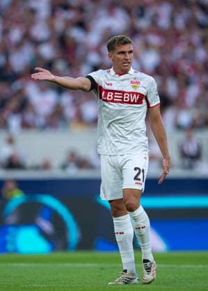 Grischa Proemel of VfB Stuttgart is angry during UEFA Champions League - Matchday 1 season 26 27 game between Stuttgart and Viking (Ruslan Taran Ball Raw Images) Stuttgart MHP Arena Germany Copyright: xRuslanxTaranx RUS_STUTT-VIKING-0530