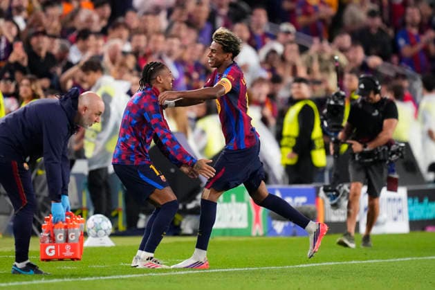 FC Barcelona, Barca v Feyenoord - UEFA Champions League 2026 27 League Phase MD1 Lamine Yamal right winger of Barcelona and Spain celebrates after scoring his sides first goal during the UEFA Champions League 2026 27 League Phase MD1 match between FC Barcelona and Feyenoord at Camp Nou on September 9, 2026 in Barcelona, Spain. Barcelona Spain  Copyright: xJosexBretonx originalFilename:bretonhernandez-fcbarcel260909_nplaV.jpg