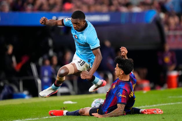 FC Barcelona, Barca v Feyenoord - UEFA Champions League 2026 27 League Phase MD1 Joao Cancelo right-back of Barcelona and Portugal and Givairo Read right-back of Feyenoord and Netherlands compete for the ball during the UEFA Champions League 2026 27 League Phase MD1 match between FC Barcelona and Feyenoord at Camp Nou on September 9, 2026 in Barcelona, Spain. Barcelona Spain  Copyright: xJosexBretonx originalFilename:bretonhernandez-fcbarcel260909_npU3p.jpg