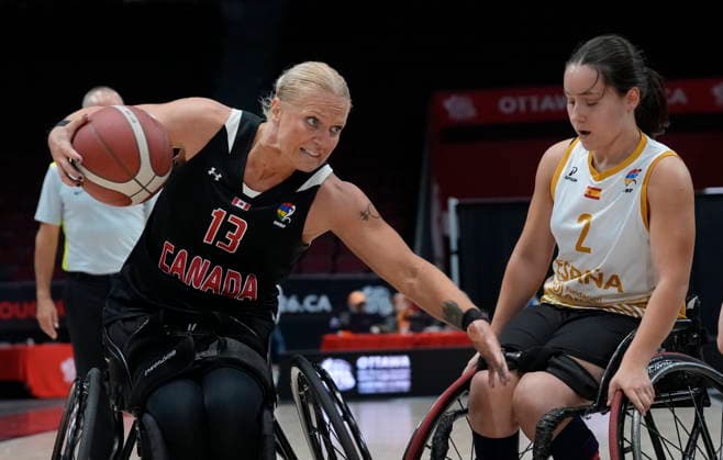 September 9, 2026, Ottawa, On, Canada: Canada s Kady Dandeneau (13) reacts as Spain s Irene Basoco Borinaga (2) collides with her during second half IWBF Wheelchair Basketball World Championships group stage action in Ottawa, Wednesday Sept. 9, 2026. Canada News - September 9, 2026  - ZUMAc35_ 20260909_zaf_c35_087 Copyright: xAdrianxWyldx