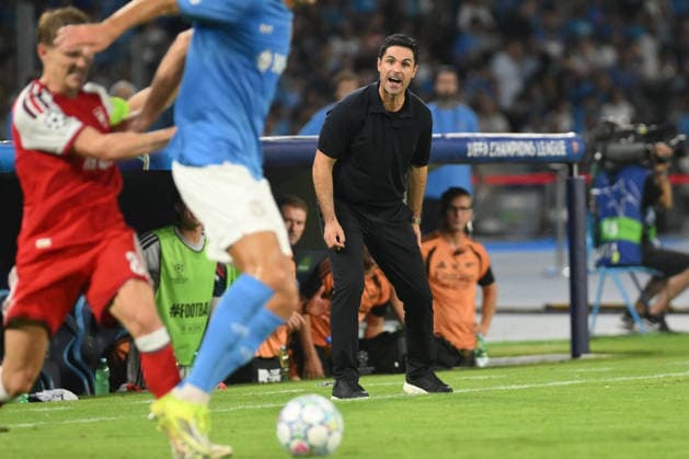 SOCCER - UEFA Champions League - SSC Napoli vs. Arsenal FC Photo by IPA ABACAPRESS.COM88331443 - Mikel Arteta, coach of Arsenal FC, in action during the UEFA Champions League match between SSC Napoli and Arsenal FC at the Diego Armando Maradona Stadium Naples Italy  Copyright: xIPAxSport ABACAx