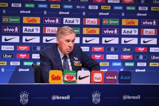 Brazilian national team, Nationalteam squad announcement for friendlies against Australia and India. Rio de Janeiro, RJ, 09.09.2026 - Football-RJ - Carlo Ancelotti, coach of the men s national football team, during the announcement of the squad for the friendlies against Australia and India, at the headquarters of the Brazilian Football Confederation - CBF, in Barra da Tijuca, west side of the city, this Wednesday, the 9th.(Foto: Charles Sholl Brazil Photo Press Brazil Photo Press) INTERNATIONAL Rio de Janeiro Tijuca Bar Rio de Janeiro Brasil Copyright: xCharlesxShollx