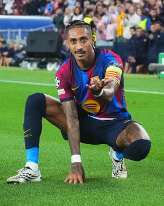 ESP: FC Barcelona, Barca - Feyenoord. UEFA Champions League. Matchday 1. Raphael Dias Belloli Raphinha of FC Barcelona celebrates the 3-0 during the UEFA Champions League match between FC Barcelona and Feyenoord played at Spotify Camp Nou Stadium on 9 Sept 2026 in Barcelona, Spain. kpng Copyright: xSergioxRuizx xPRESSINPHOTOx PS_2627_BAR_FEY_109