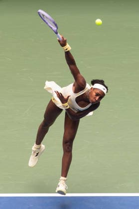 September 9, 2026: Coco Gauff (USA) in action against Mirra Andreeva during their Quarterfinal match at the US Open on September 9, 2026, held at the USTA Billie Jean King National Tennis Center in New York City. CSM New York City USA - ZUMAc04_ 20260909_zma_c04_059 Copyright: xBerniexHaleyx
