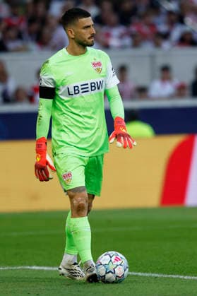 From left to right: Goalkeeper Fabian Bredlow of VfB Stuttgart, in action during the UEFA Champions League match between VfB Stuttgart and Viking FK at the MHP Arena in Stuttgart, Germany, on September 9, 2026, Stuttgart, Germany, on September 9, 2026 Copyright: HMBxMedia xHeikoxBecker