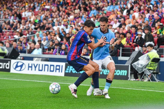 FC Barcelona, Barca v FEYENOORD SPOTIFY CAMP NOU. BARCELONA. September 9, 2026 FC BARCELONA vs FEYENOORD September 9, 2026 Pau Cubarsi (5) of FC Barcelona vies with Mika Marmol (35) of Feyenoord during the soccer match corresponding to the group stage match of the UEFA Champions League between FC Barcelona and Feyenoord at Spotify Camp Nou in Barcelona, Spain. Barcelona ESP Copyright: xS.xRosx