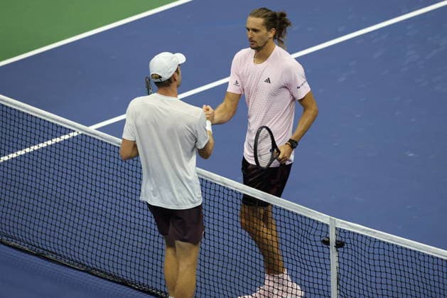 US Open tennis tournament - Day 10 Alexander Zverev of Germany (R) greets Botic van de Zandschulp of the Netherlands at the net after winning their men s singles quarter-final match at the US Open Tennis Championships at the USTA Billie Jean King National Tennis Center in Flushing Meadows, New York, USA, 09 September 2026. The 2026 US Open runs from 23 August through 13 September. FLUSHING MEADOWS NEW YORK United States  Copyright: xBRIANxHIRSCHFELDx