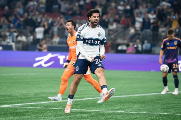 September 9, 2026, Vancouver, Bc, CANADA: Vancouver Whitecaps Brian White (24) celebrates his goal against the Los Angeles Galaxy during the first half of an MLS, Fussball Herren, USA soccer match in Vancouver on Wednesday, Sept. 9, 2026. Canada News - September 9, 2026  - ZUMAc35_ 20260909_zaf_c35_159 Copyright: xEthanxCairnsx