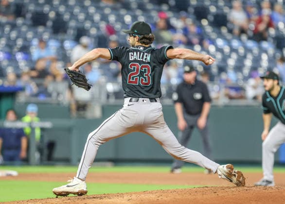 SEP 9, 2026: Arizona Diamondbacks starting pitcher Zac Gallen (23) throws a pitch in the 4th inning against the Kansas City Royals at Kauffman Stadium Kansas City, MO. CSM Kansas City United States - ZUMAc04_ 20260909_zma_c04_114 Copyright: xRomanxPunox