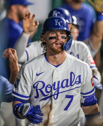 SEP 9, 2026: Kansas City Royals shortstop Bobby Witt Jr. (7) celebrates in the dugout after hitting a home run in the 5th inning against the Diamondbacks at Kauffman Stadium Kansas City, MO. CSM Kansas City United States - ZUMAc04_ 20260909_zma_c04_147 Copyright: xRomanxPunox