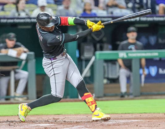SEP 9, 2026: Arizona Diamondbacks shortstop Geraldo Perdomo (2) at bat in the 1st inning against the Kansas City Royals at Kauffman Stadium Kansas City, MO. CSM Kansas City United States - ZUMAc04_ 20260909_zma_c04_149 Copyright: xRomanxPunox